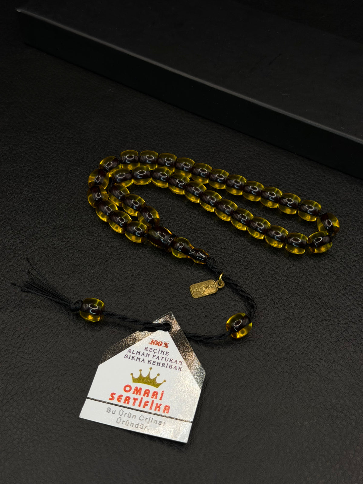 Omari Yellow Fire Amber Tesbih – Joint Double Imame – System Tassel