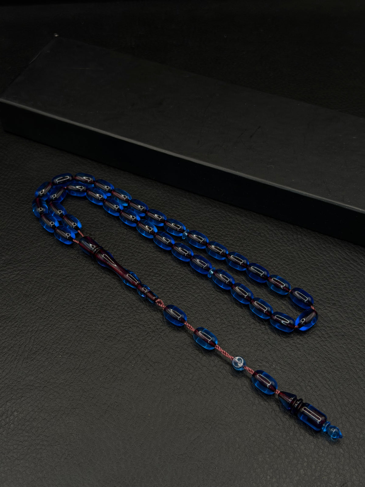 Blue Fire Amber Tesbih – Capsule Cut – System Tassel