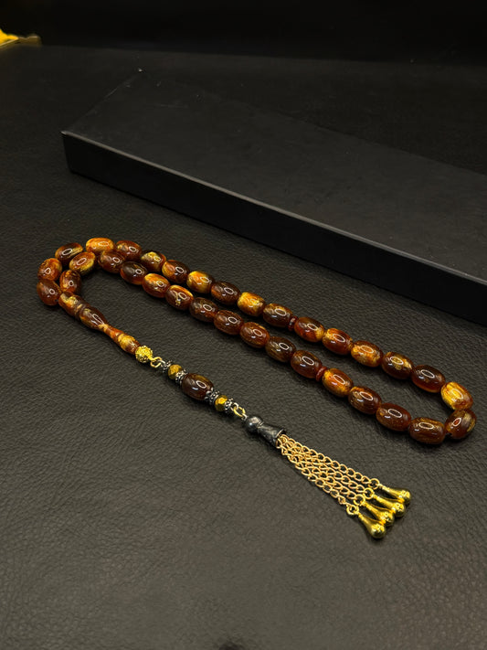 Dark Brown Katalin Capsule Cut Tesbih – Alloy Tassel