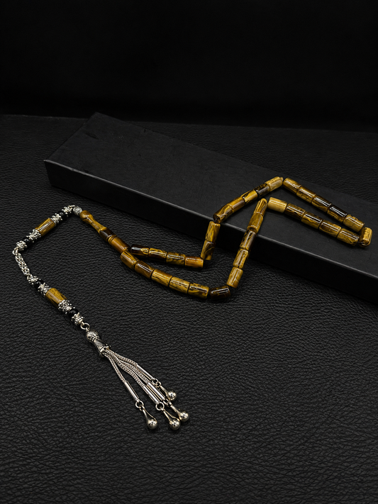 Black & White Katalin Tesbih – Capsule Cut – Alloy Tassel