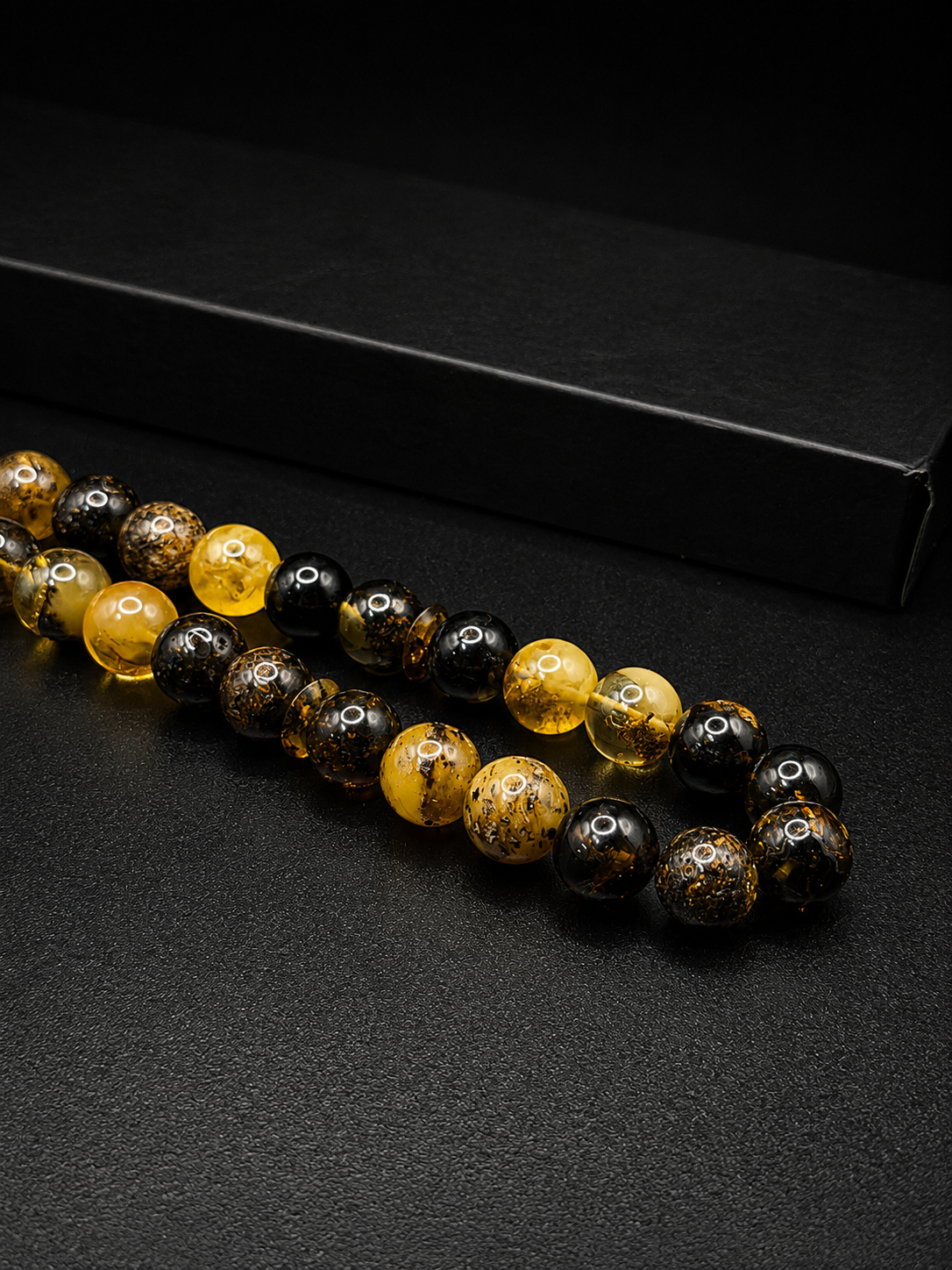Natural Baltic Fossil Amber Tesbih – Full 925 Sterling Silver Tassel