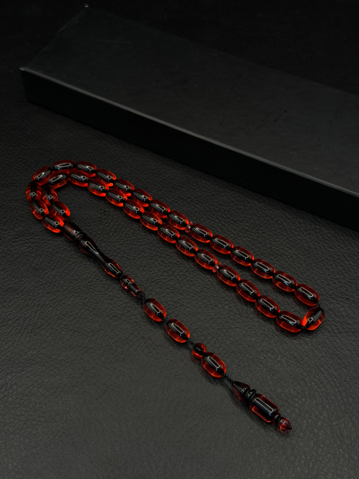 Red Fire Amber Tesbih – Capsule Cut – System Tassel