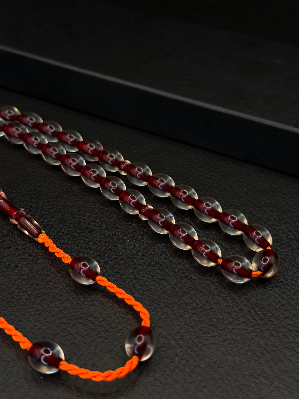Clear Fire Amber Tesbih – Oval Cut – System Tassel