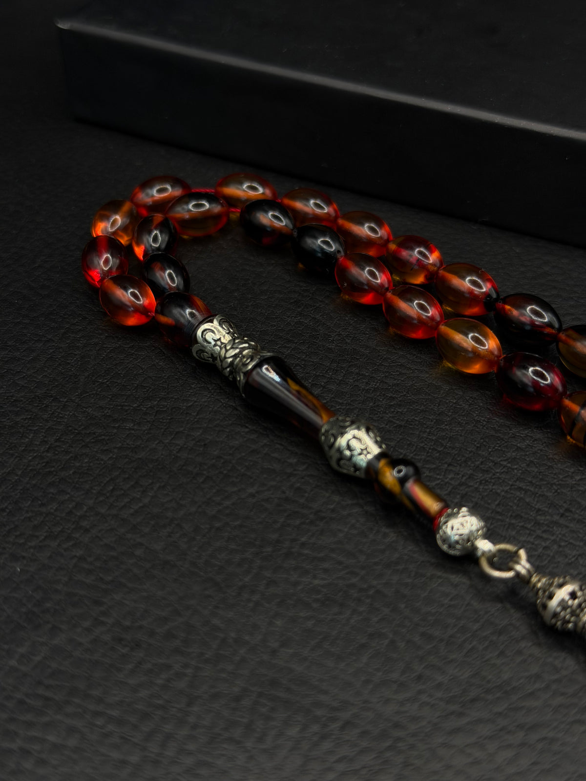 Fire Amber Tesbih – Barley Cut – Full 925 Sterling Silver Tassel