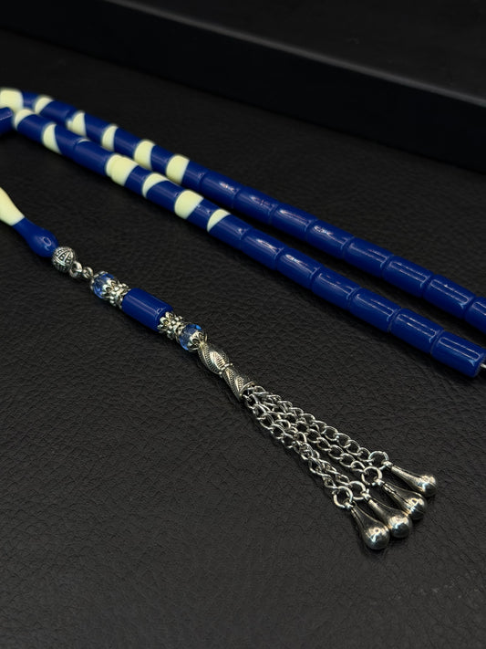 Blue Billiard Ball Tesbih – Capsule Cut – Alloy Tassel