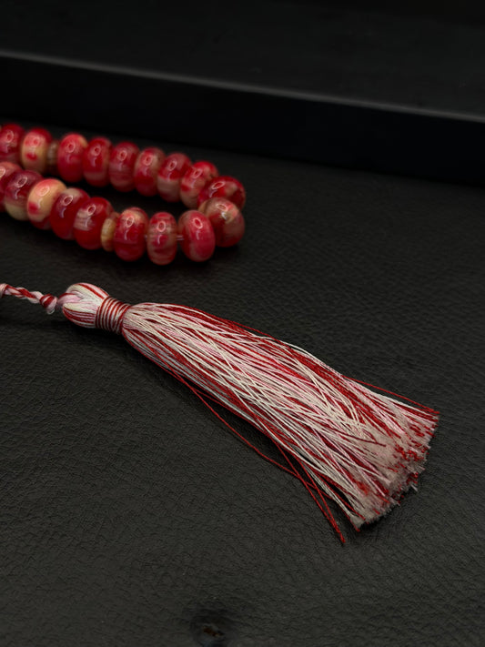 Pink Compressed Amber Tesbih – Barrel Cut – Wrist Size