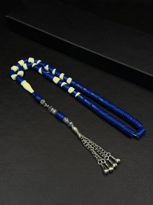 Blue Billiard Ball Tesbih – Capsule Cut – Alloy Tassel