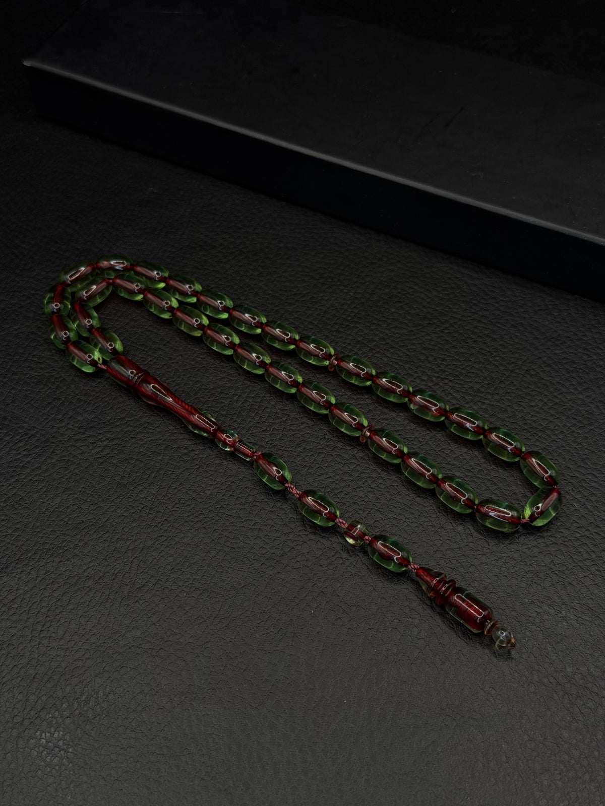 Green Fire Amber Tesbih – Capsule Cut – System Tassel