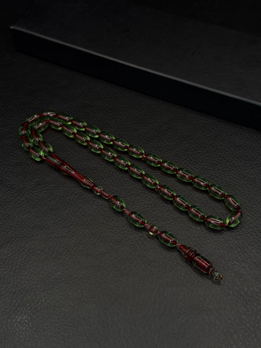 Green Fire Amber Tesbih – Capsule Cut – System Tassel