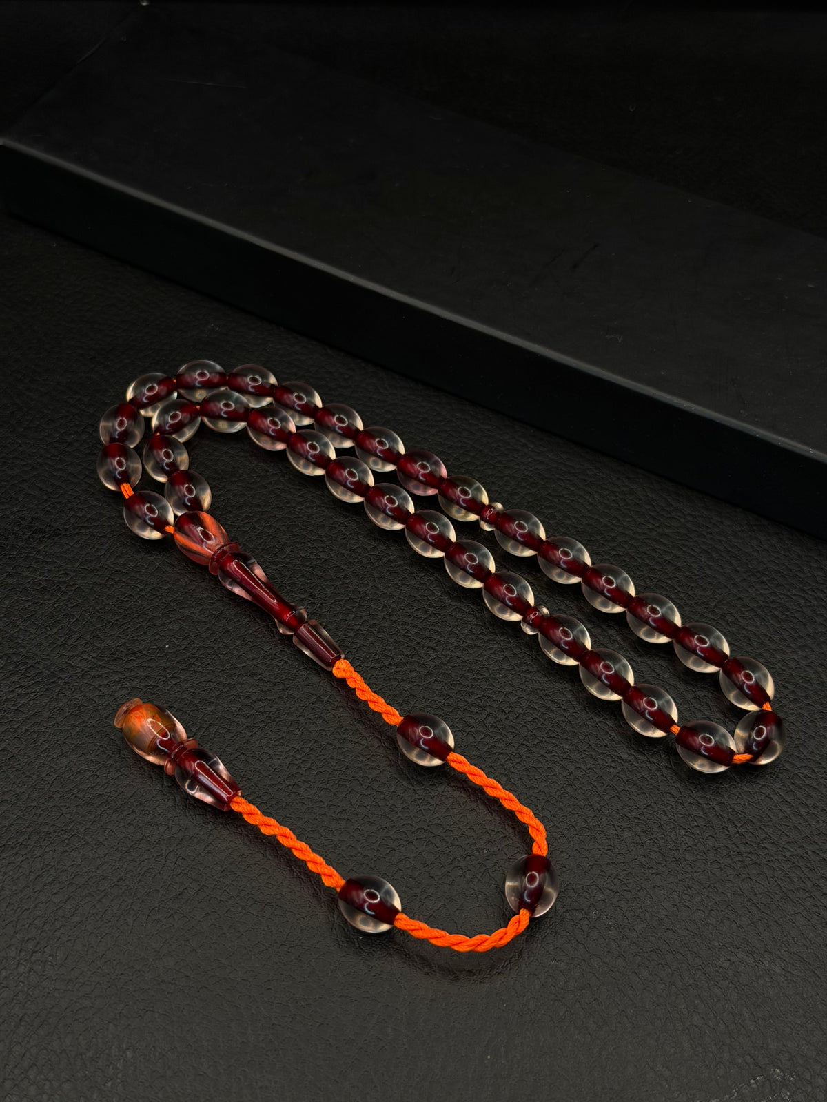Clear Fire Amber Tesbih – Oval Cut – System Tassel