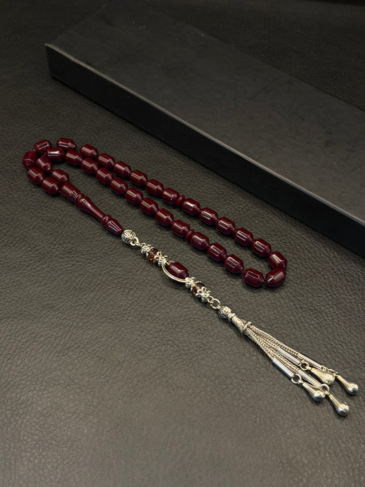 Purple & Blue Katalin Tesbih – Alloy Tassel – Edged Capsule Cut