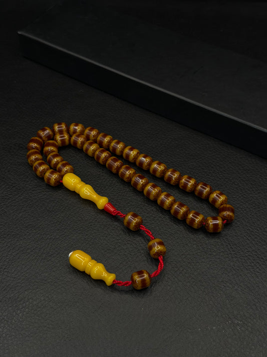 Zeyzun Compressed Amber Tesbih – Oval Cut – System Tassel