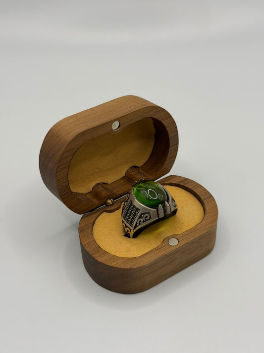 Green Fire Amber Sterling Silver Ring