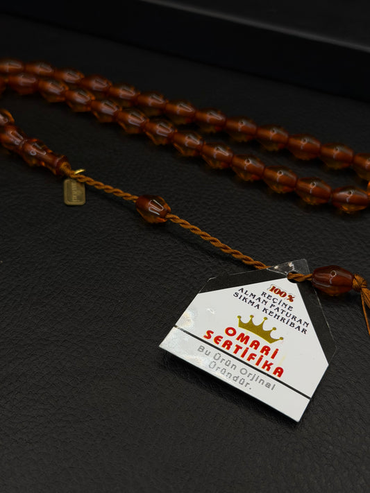 Omari Ottoman Style Fire Amber Tesbih – Istanbul Cut – System Tassel