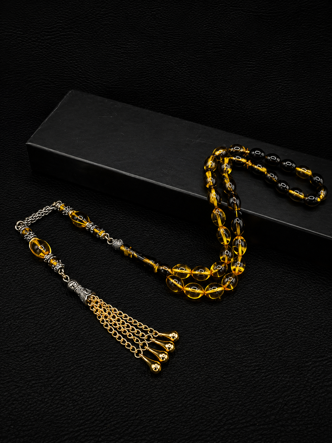 Fire Amber Tesbih – Alloy Tassel – Oval Cut