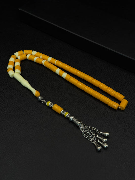 Yellow Billiard Ball Tesbih – Capsule Cut – Alloy Tassel