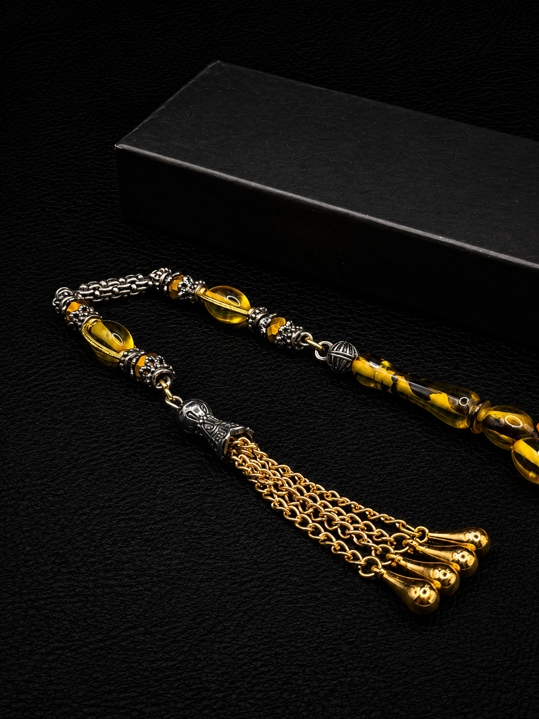 Fire Amber Tesbih – Alloy Tassel – Oval Cut