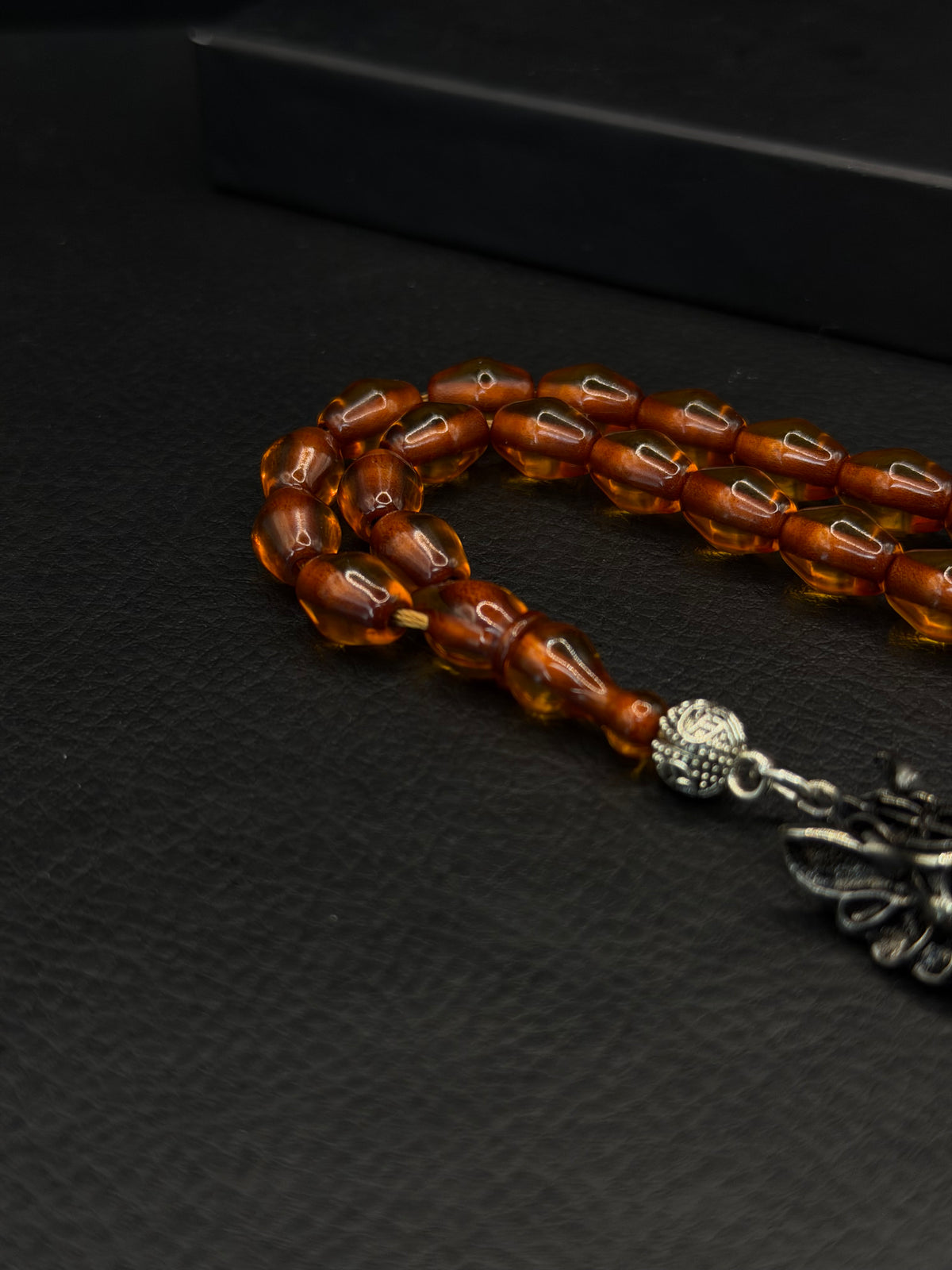 Omari Ottoman Style Fire Amber Tesbih – Istanbul Cut – Alloy Tassel