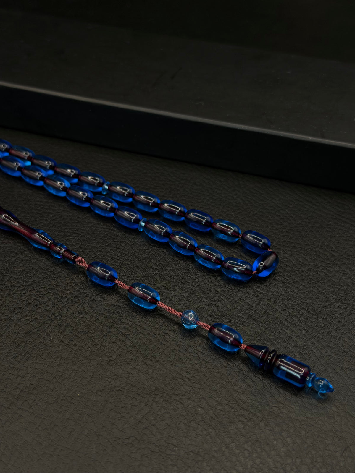 Blue Fire Amber Tesbih – Capsule Cut – System Tassel