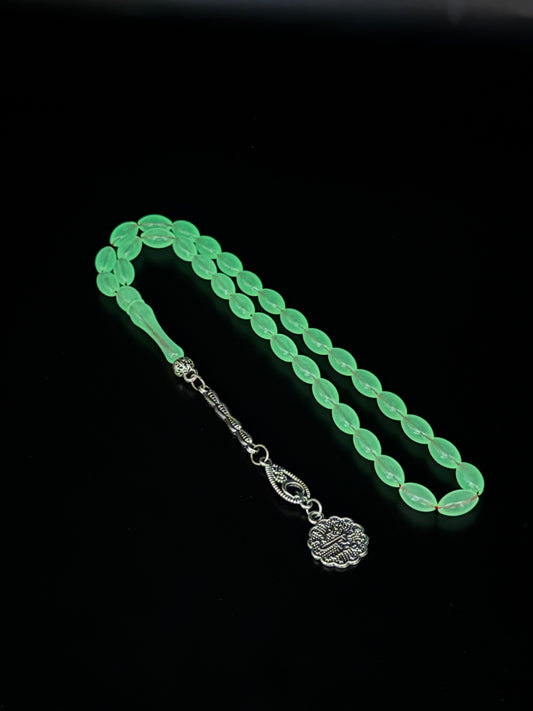 Glow in the Dark Tesbih – Oval Cut – Alloy Tassel