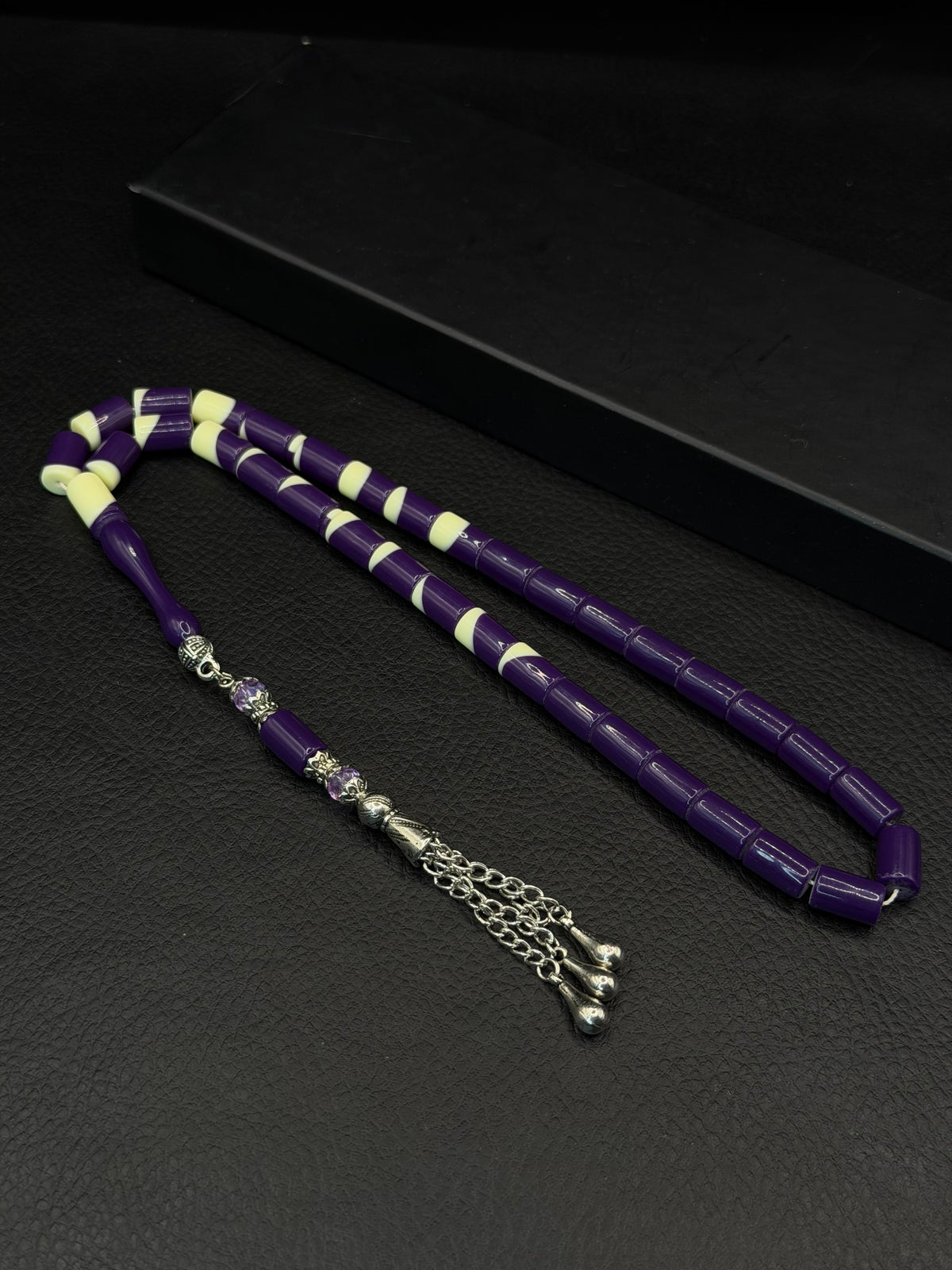 Purple Billiard Ball Tesbih – Capsule Cut – Alloy Tassel
