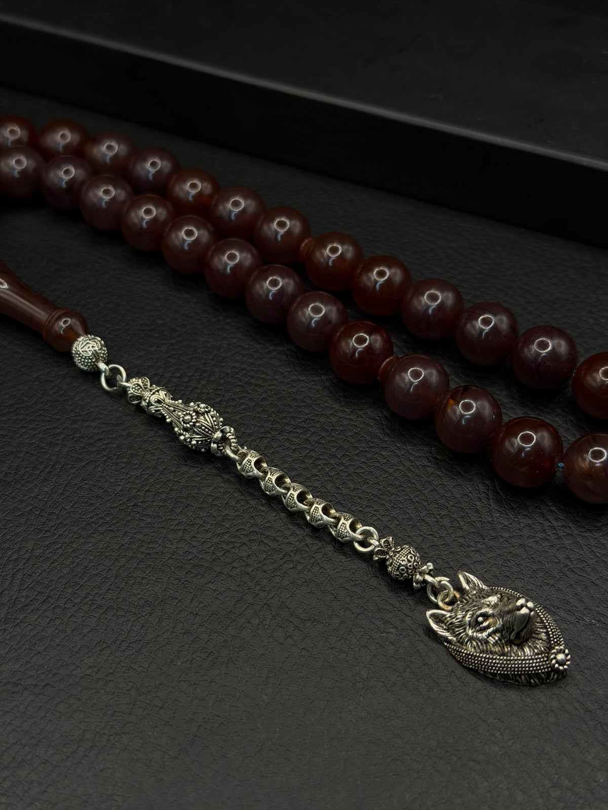 Compressed Amber Tesbih – Round Cut – Alloy Tassel