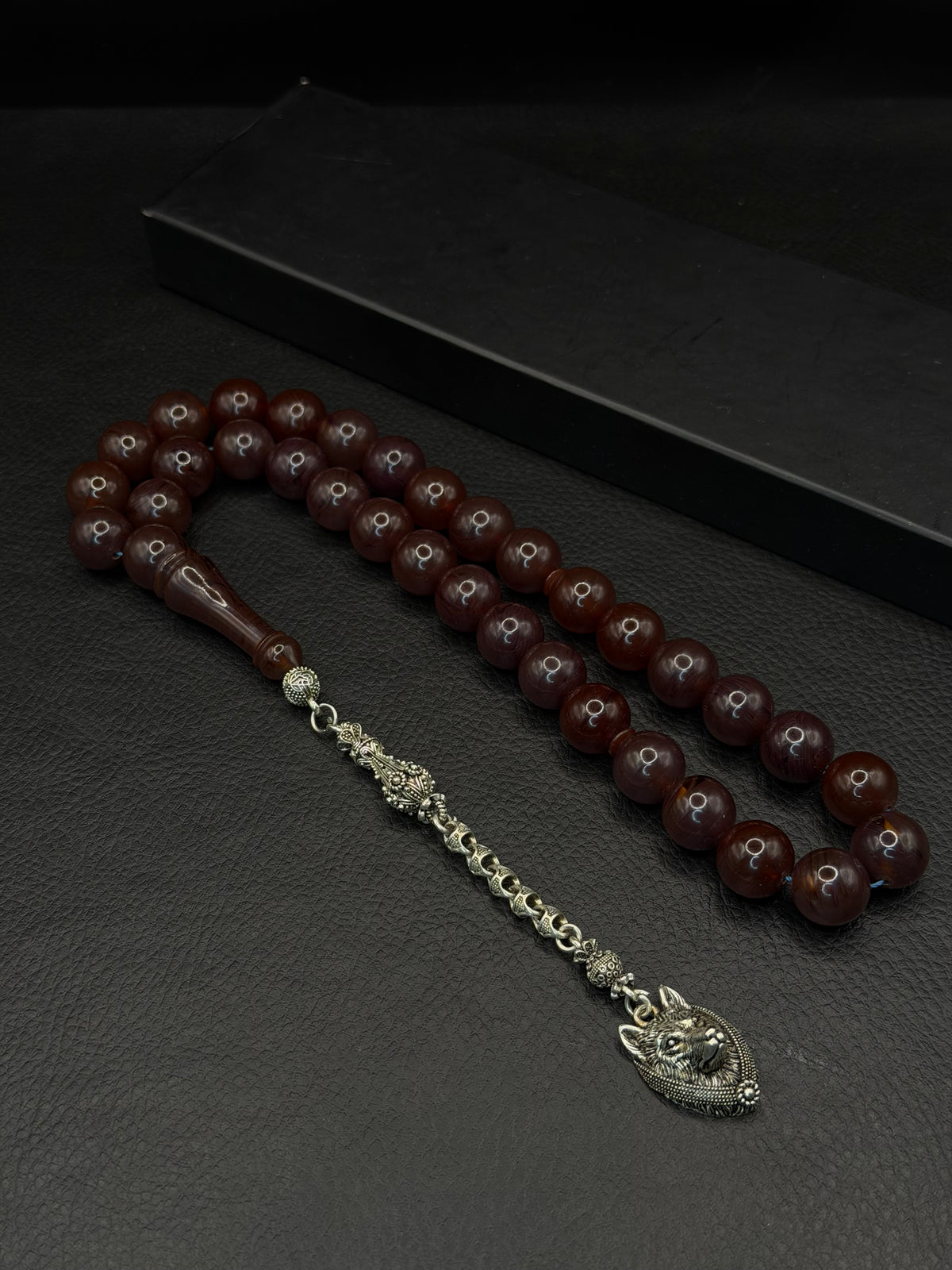 Compressed Amber Tesbih – Round Cut – Alloy Tassel