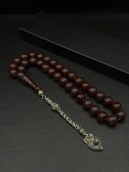 Compressed Amber Tesbih – Round Cut – Alloy Tassel
