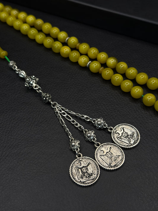 Ottoman Style Compressed Amber Tesbih – 51 Beads – Alloy Tassel