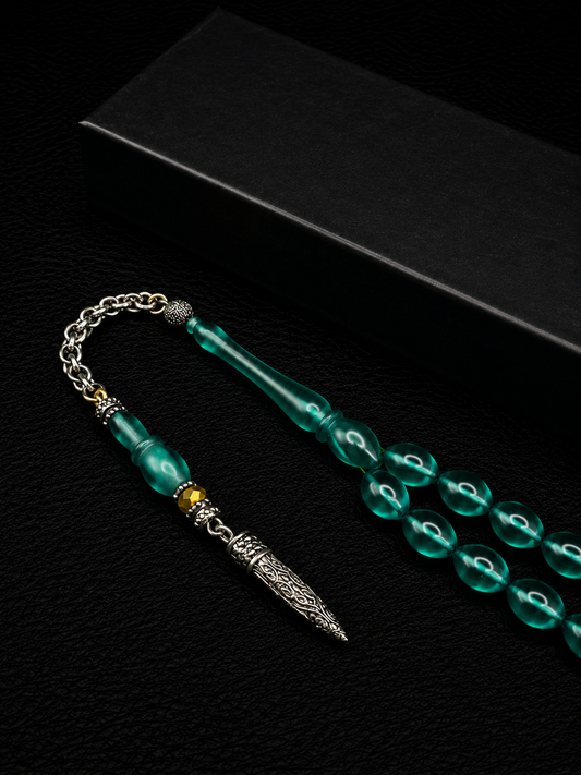 Fire Amber Tesbih – Alloy Tassel – Oval Cut