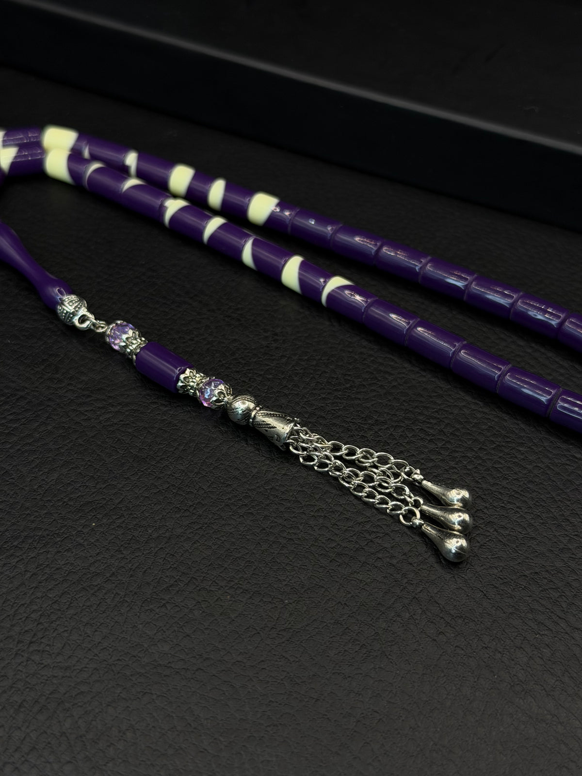 Purple Billiard Ball Tesbih – Capsule Cut – Alloy Tassel