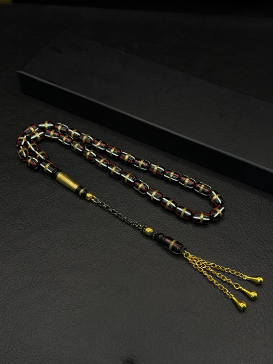 Black Kuka Tesbih – Brass & Mine Inserted Alloy Tassel