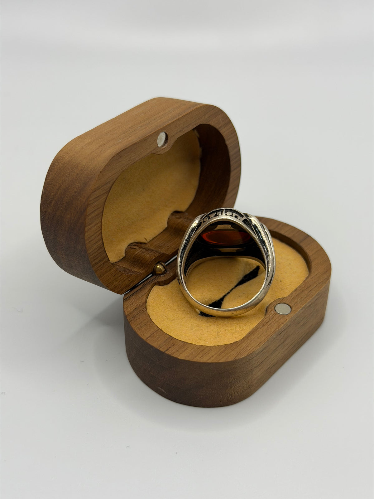 Red Fire Amber Sterling Silver Ring