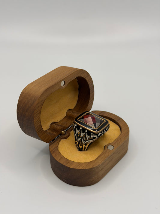 Red Stone Sterling Silver Ring
