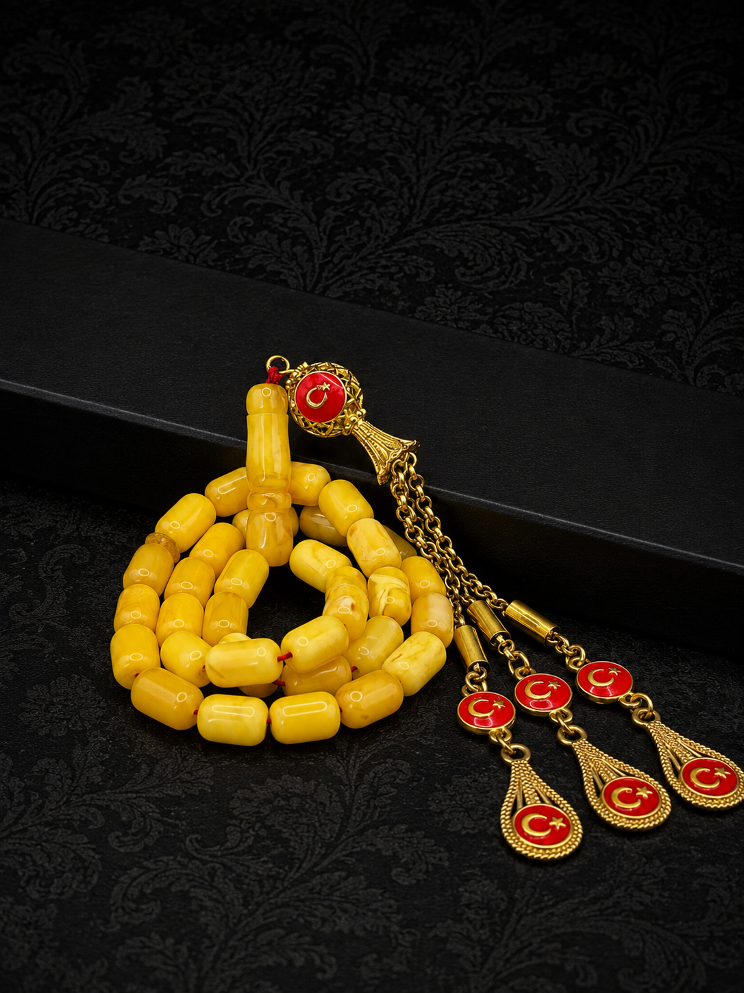 Natural Amber Tesbih – 925K Silver Tassel