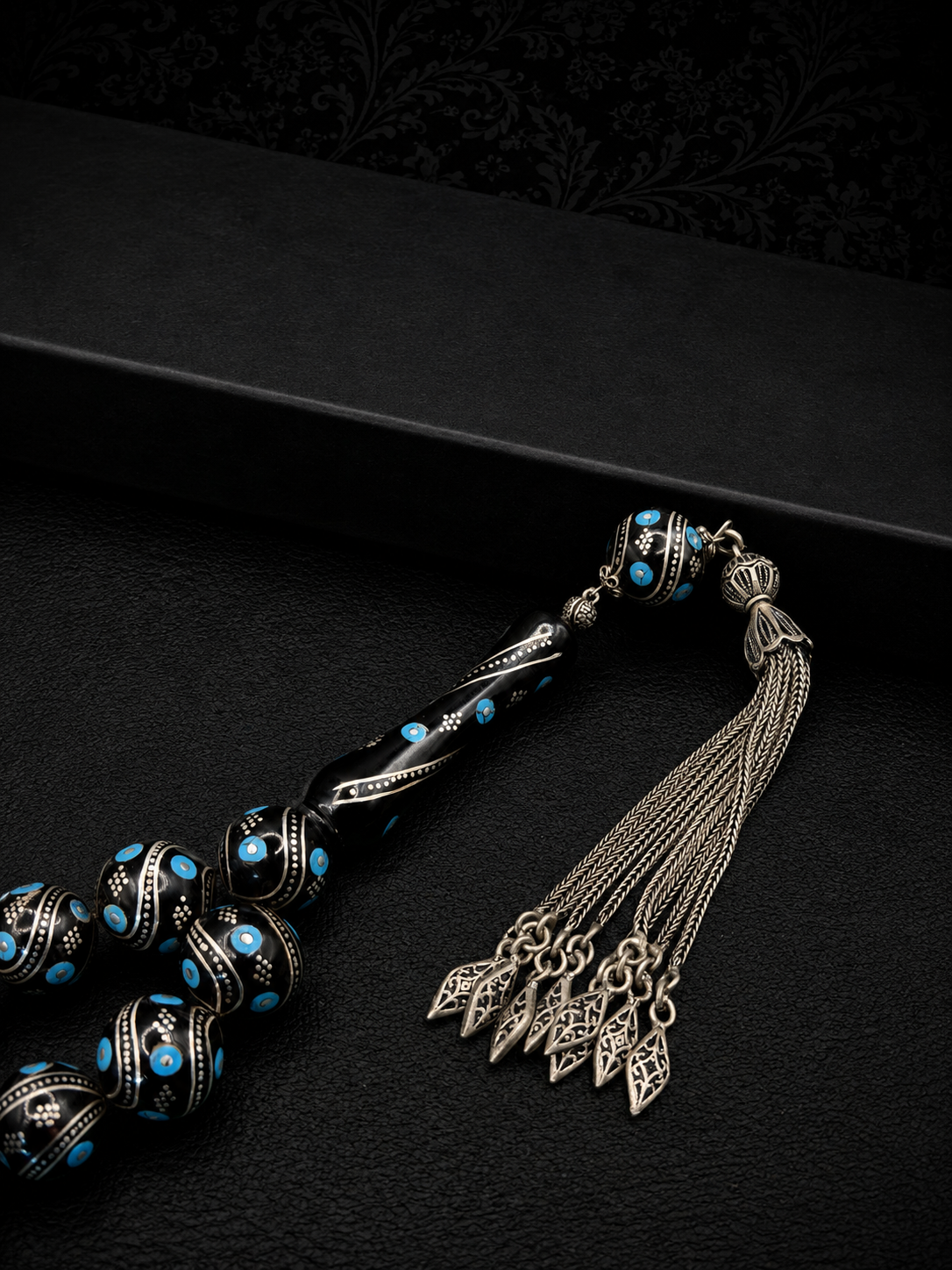 Turkish Black Stone Tesbih – İhsan Çelik Master Made 925K Silver Tassel