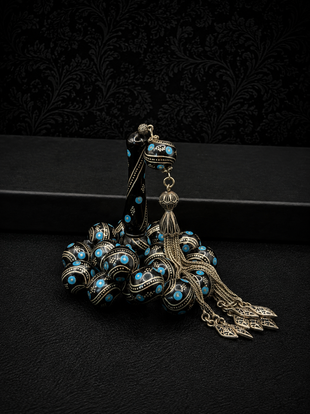 Turkish Black Stone Tesbih – İhsan Çelik Master Made 925K Silver Tassel