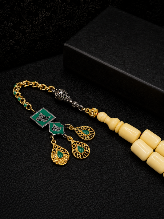 Majong Stone Tesbih – Alloy Custom Tassel