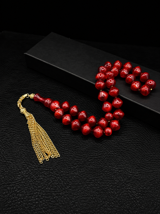 Ottoman Style Compressed Amber Tesbih – Custom Alloy Tassel