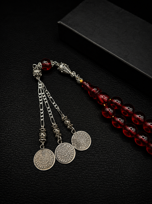 Ottoman Style Fire Amber Tesbih – Custom Tassel