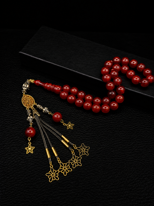 Ottoman Style Compressed Amber Tesbih – Custom Alloy Tassel