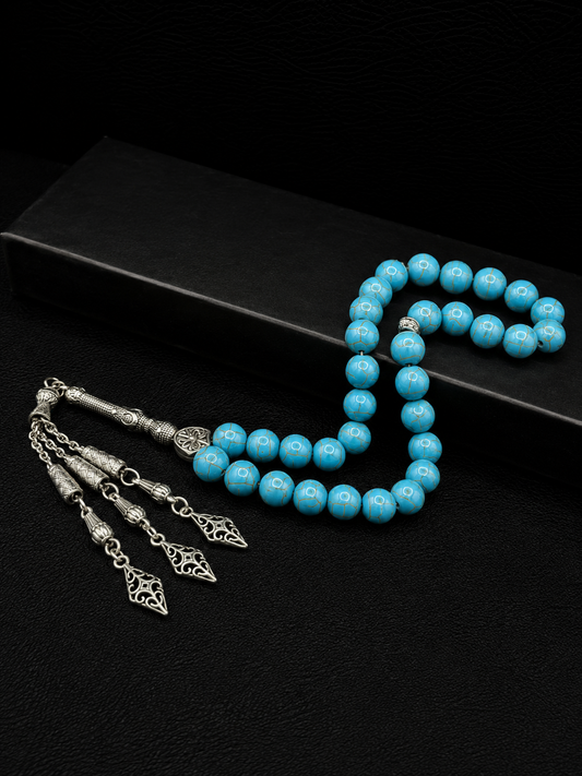 Firuze Natural Stone Tesbih – Custom Alloy İmame & Tassel