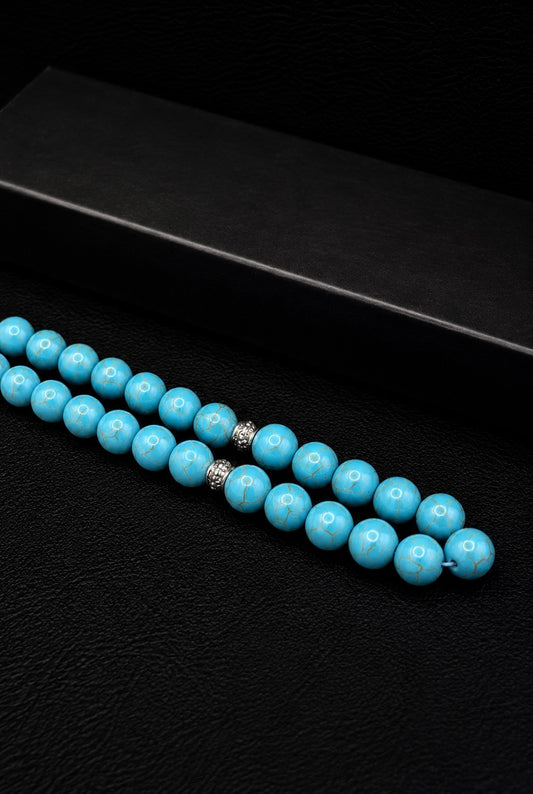 Firuze Natural Stone Tesbih – Custom Alloy İmame & Tassel