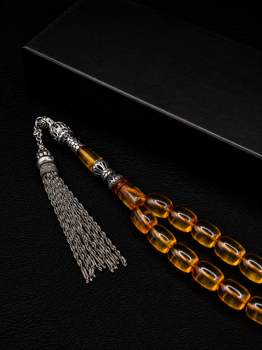 Fire Amber Tesbih – İmame Nakkas Custom Alloy Tassel