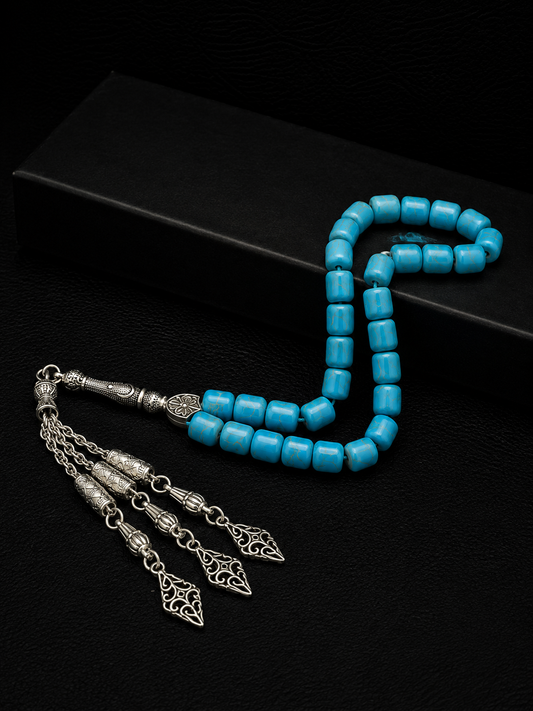 Firuze Natural Stone Tesbih – Custom Alloy İmame & Tassel
