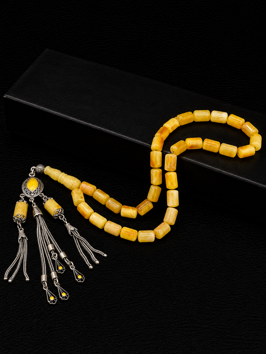 Natural Amber Tesbih – Custom 925K Silver Tassel